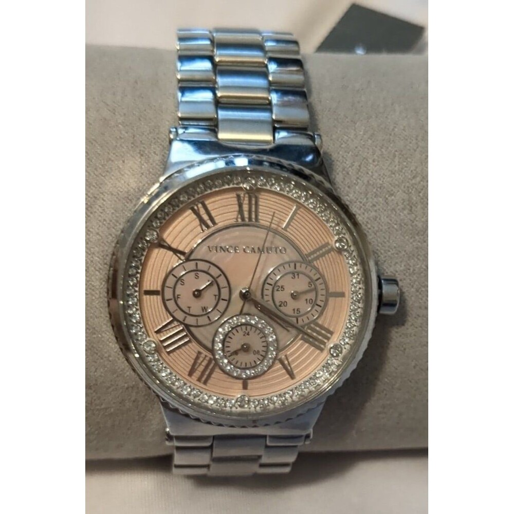 NWT Vince Camuto Women's VC/5313PMSV Swarovski Crystal Accented watch